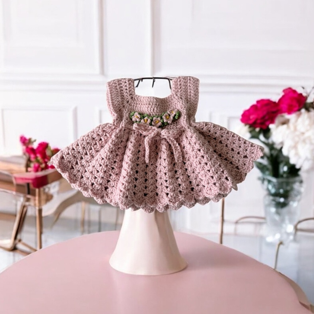 Pink Crochet Doll Dress